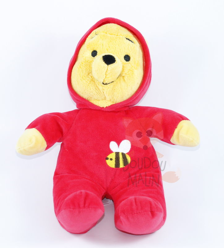  winnie pooh soft toy red pyjama bee 